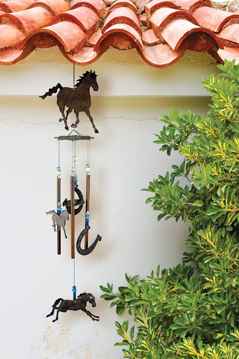 Sunset Vista Designs Horsing Around Western Wind Chime, 28", Galloping Stallion - Image 1